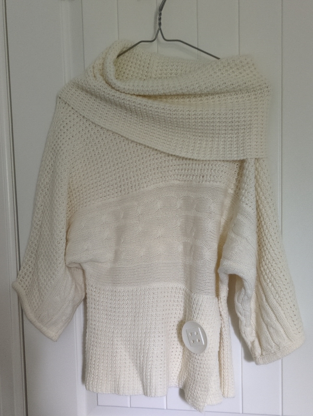Cream Off-Shoulder Cable & Knit Sweater